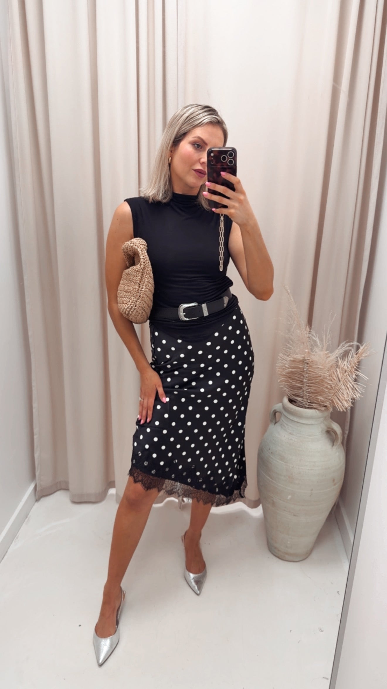 ONLBELLA SLANTED SATIN LACE SKIRT (2 COLOR OPTIONS)