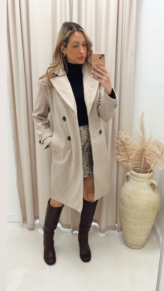 ANGELINA DOUBLE BREASTED WRAP COAT (OATMEAL)