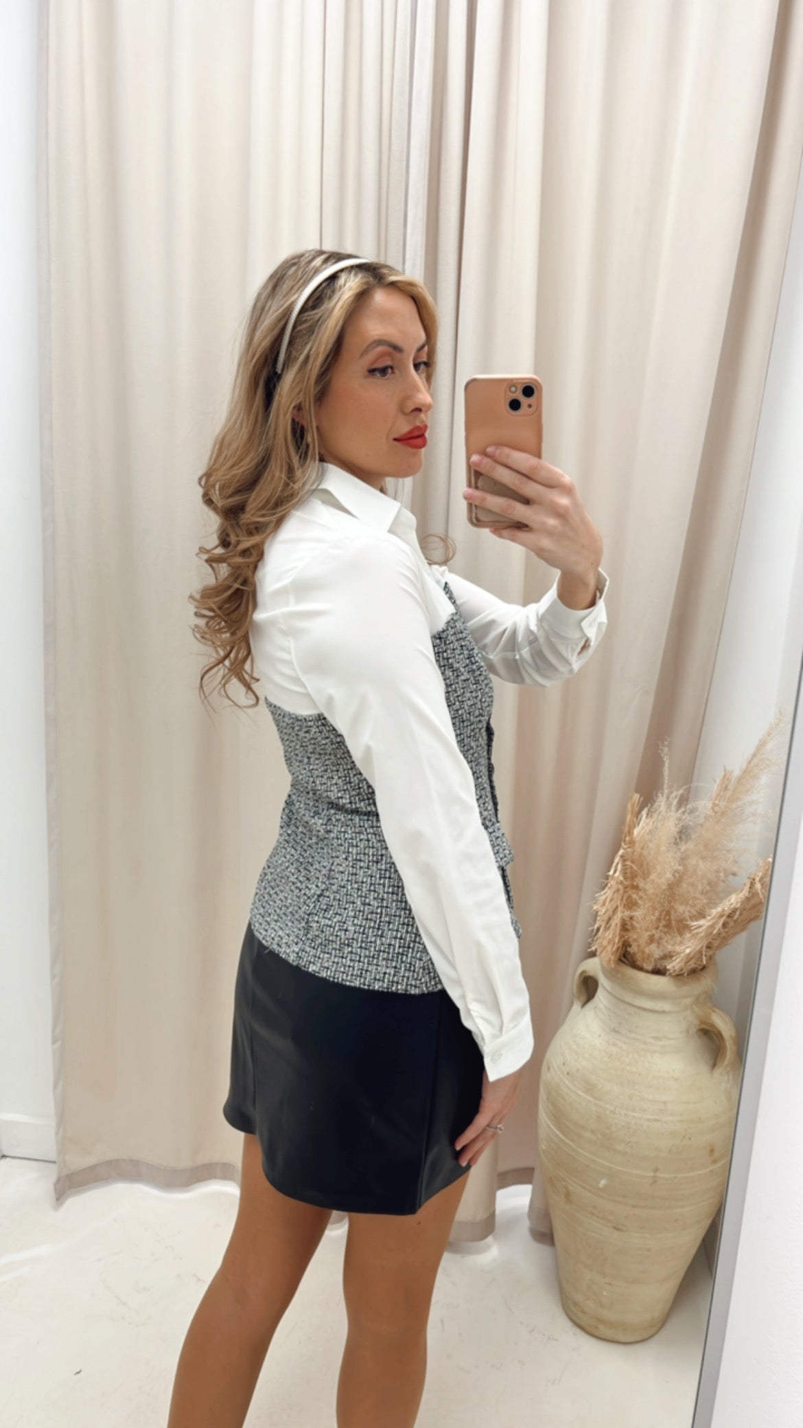 ALYSSA TWEED PUPLUM BLOUSE