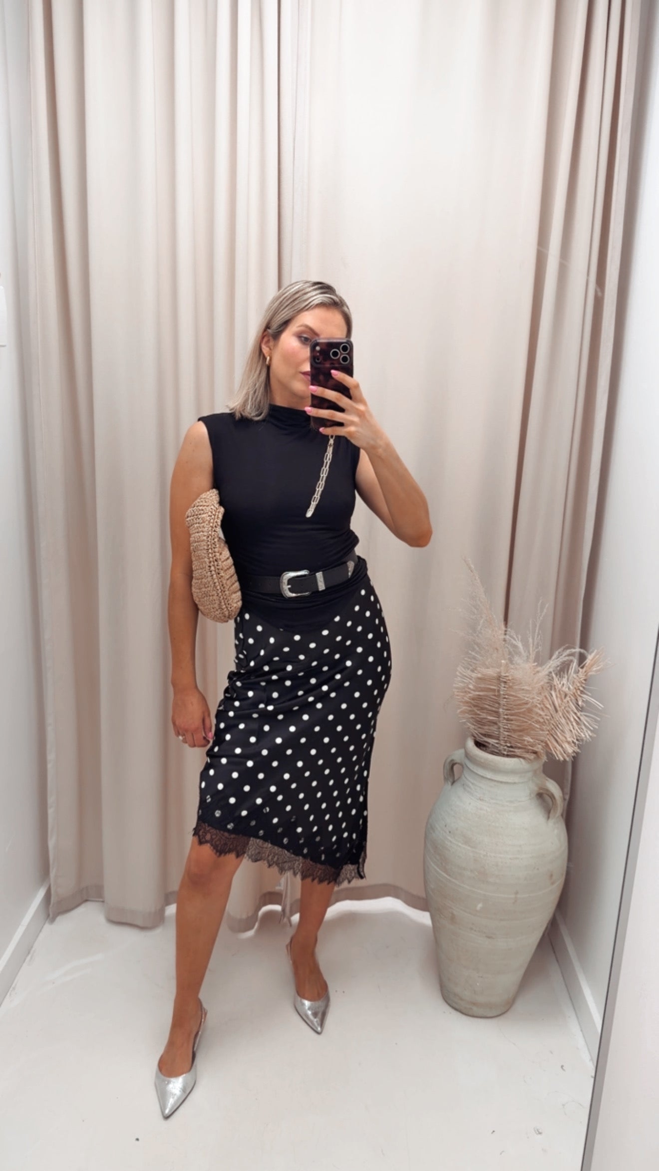 ONLBELLA SLANTED SATIN LACE SKIRT (2 COLOR OPTIONS)