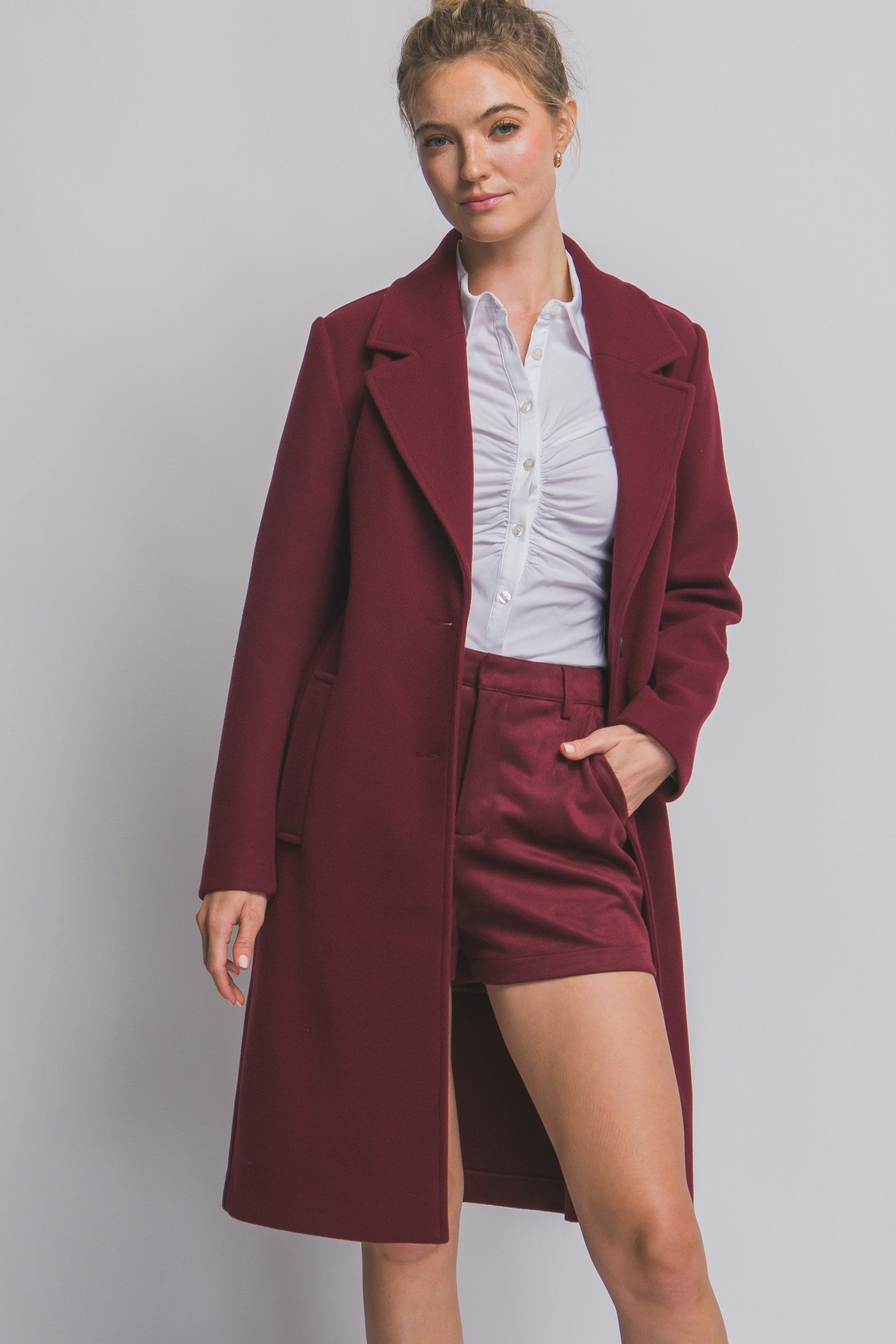 LONGLINE DRESS COAT (DEEP BURGUNDY)