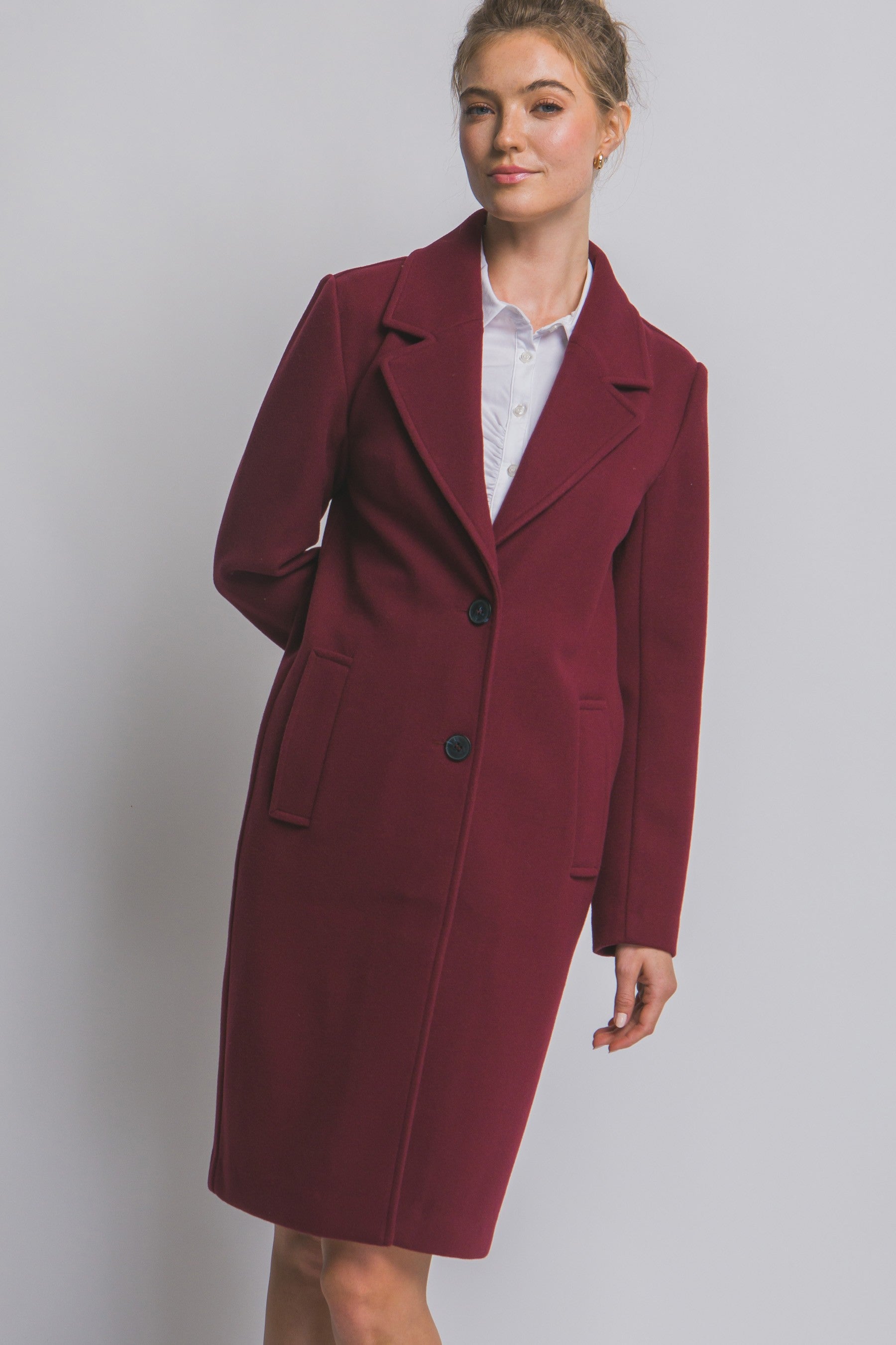LONGLINE DRESS COAT (DEEP BURGUNDY)
