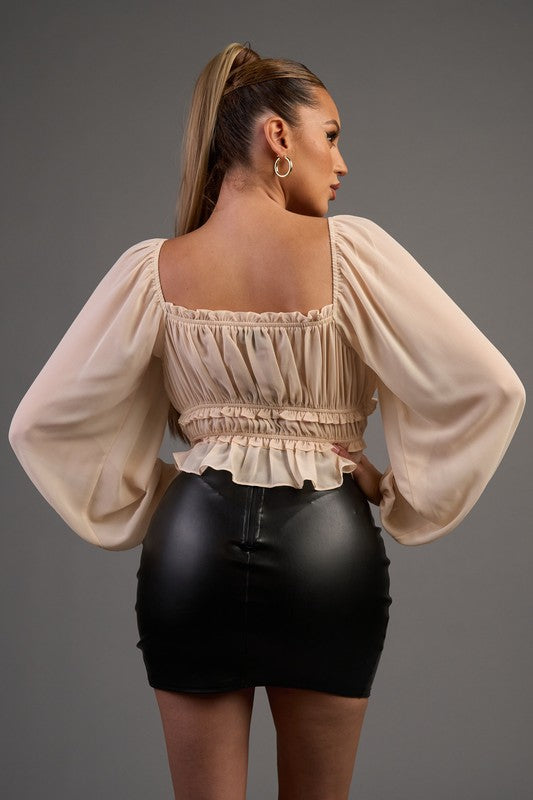 ALIE PEPLUM TOP (CREAM)