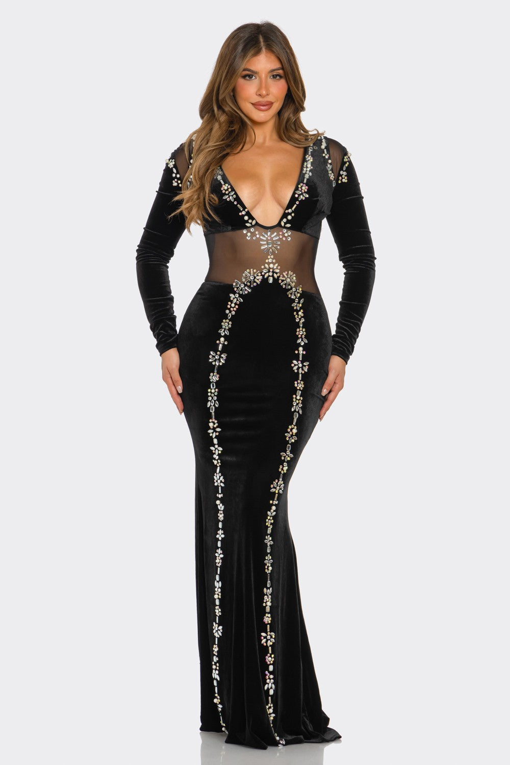 VELVET MESH RHINESTONE EMBELLISHED (BANJUL)