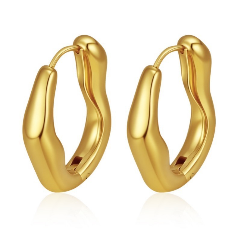 WAVY HOOP GOLD EARRINGS