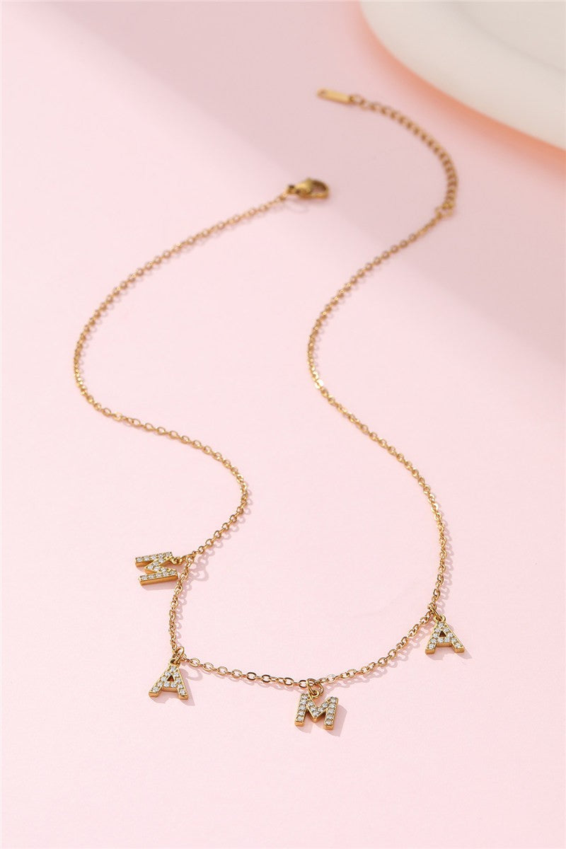 MAMA GOLD CRYSTAL CHAIN NECKLACE