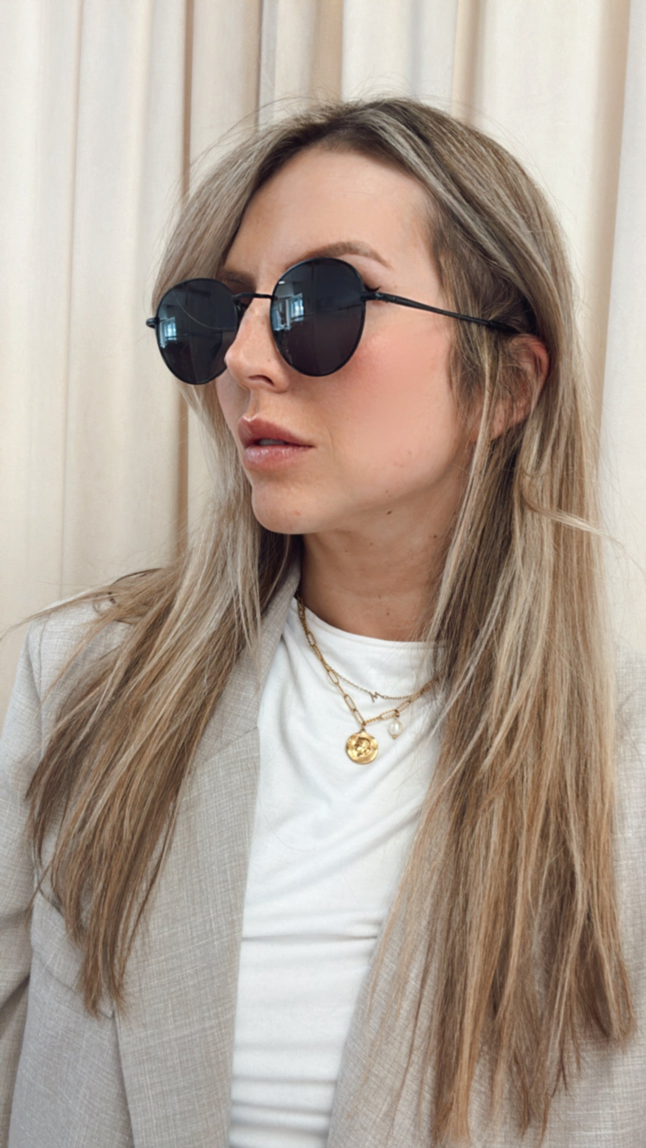NEW JENNA ROUND SUNGLASSES (BLACK)