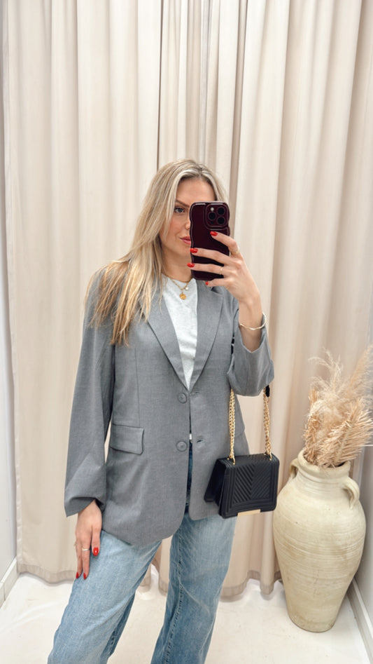 NEW STACEY BUTTON CLOSURE BLAZER (GREY)