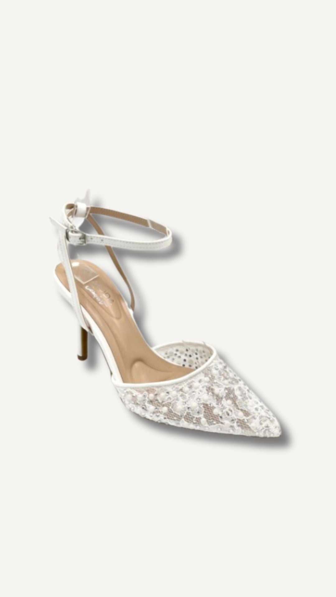 MORGAN LACE KITTEN HEEL | WHITE