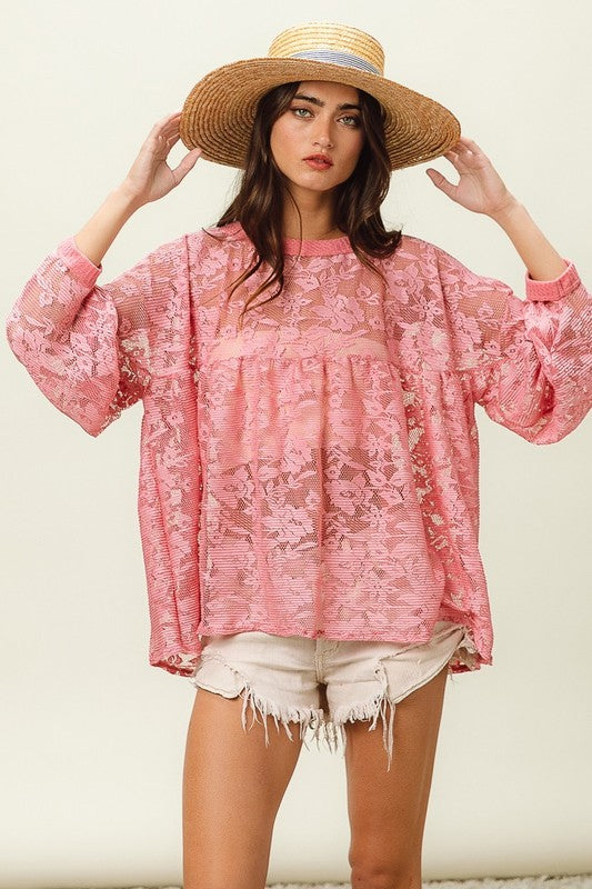 NEW ELLERIE LACE TOP (MAUVE PINK)