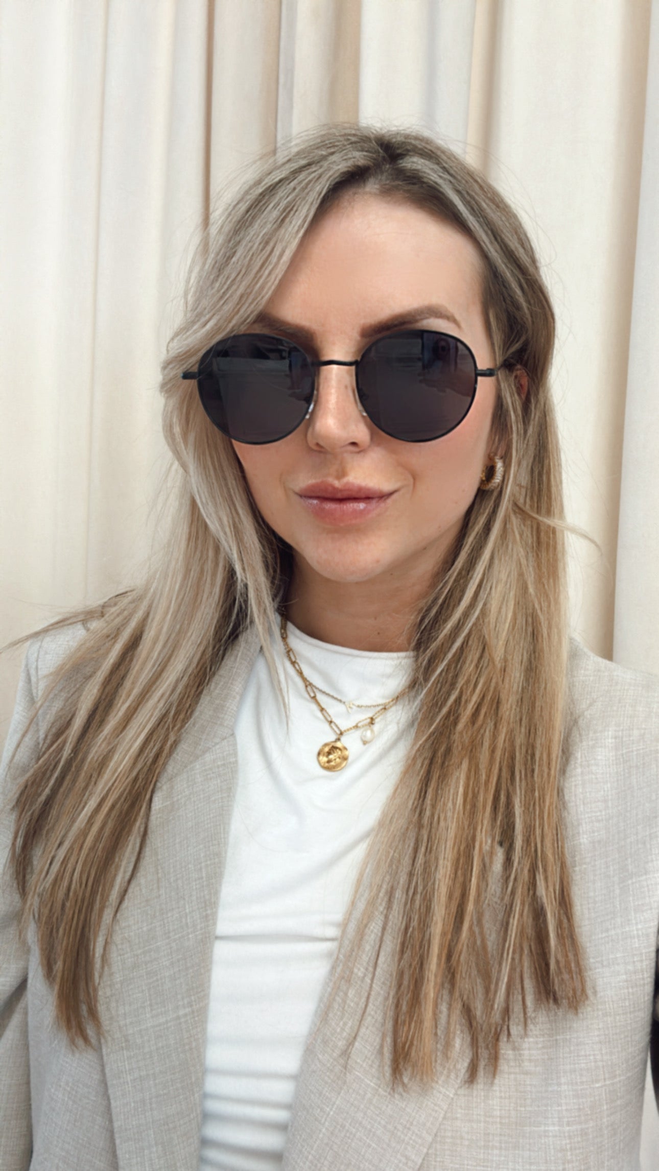 NEW JENNA ROUND SUNGLASSES (BLACK)