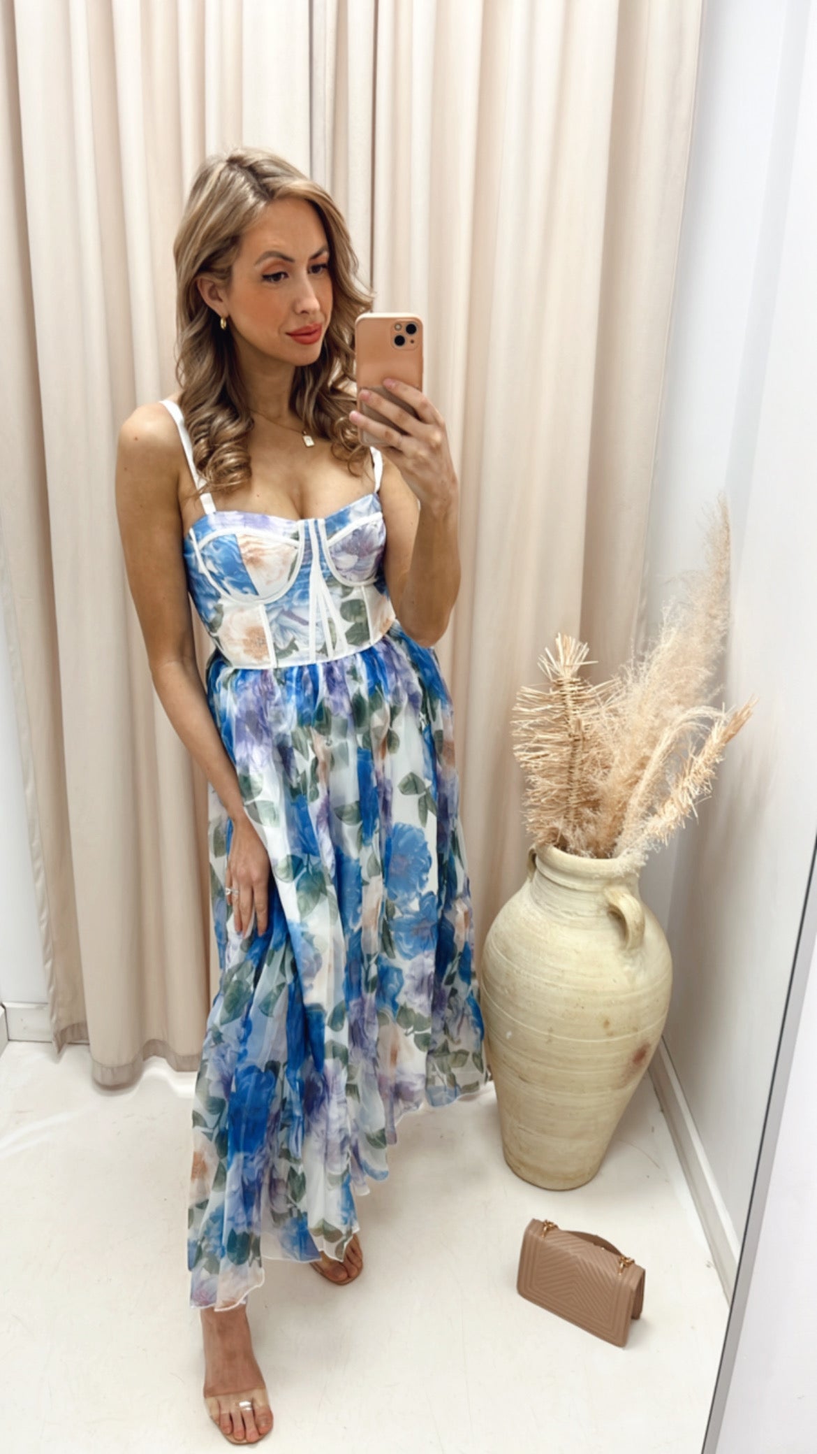 DAPHNE BUSTIER ORGANZA MIDI DRESS (FLORAL) (HOT RESTOCK)