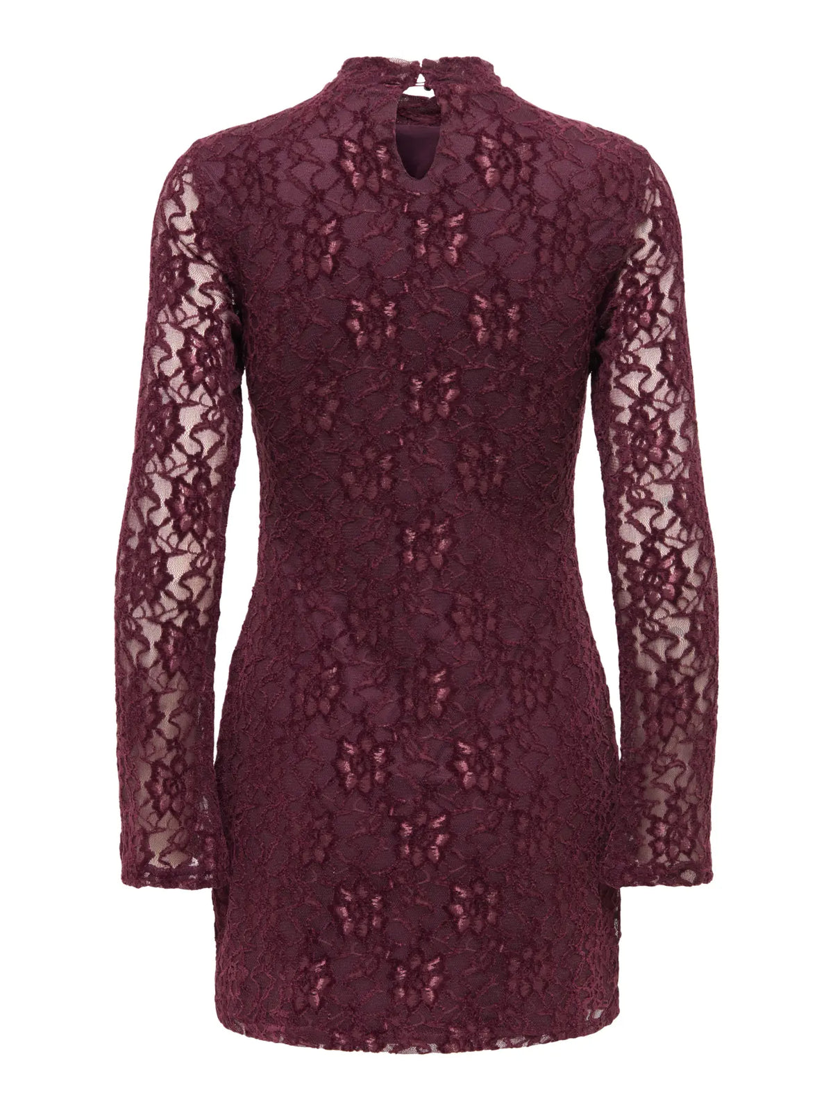 NOLA L/S LACE VELVET DRESS (BURGUNDY) | ONLY
