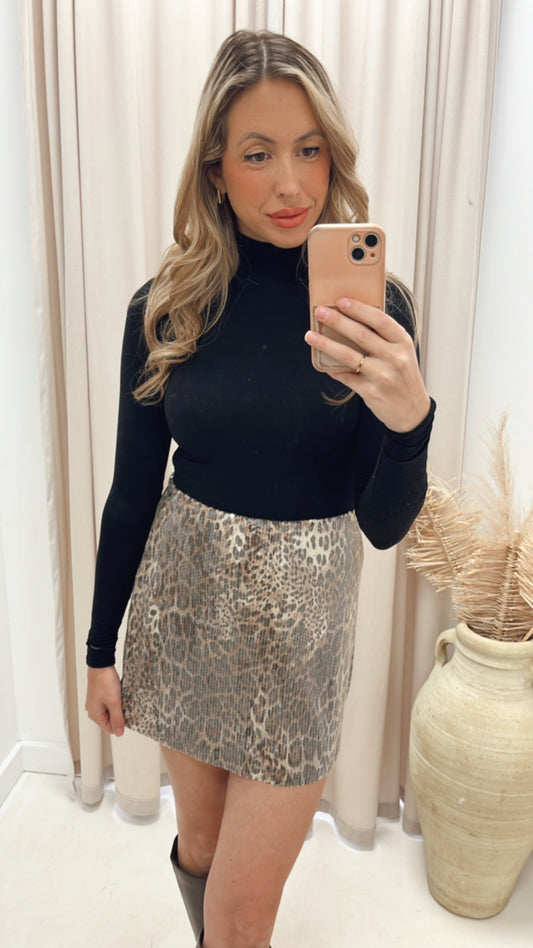 JESSY SEQUIN MINI LEOPARD SKIRT (ONLY)