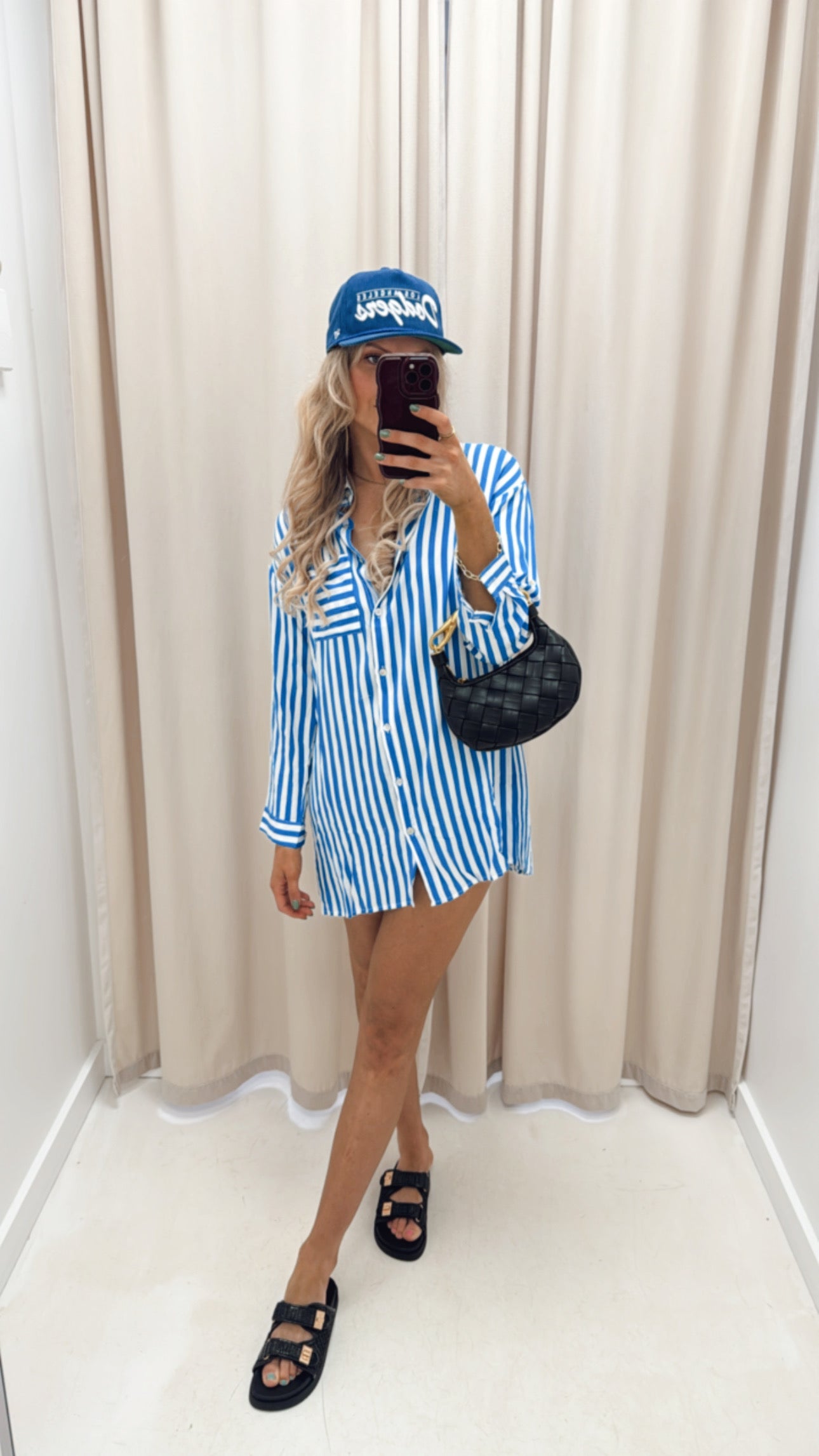 POPPY STRIPED SHIRT DRESS (BLUE)