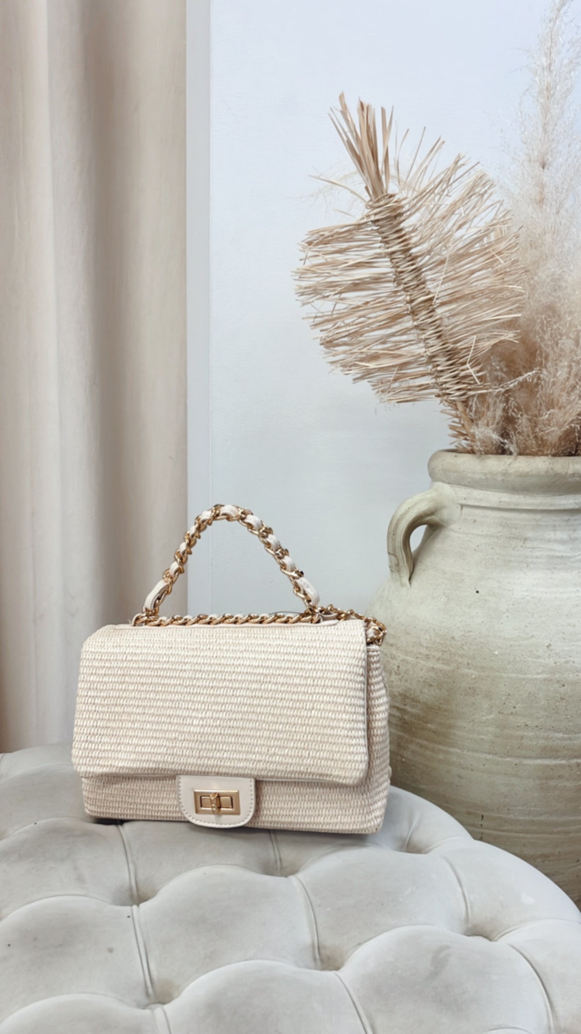 NEW ESTE' WOVEN HAND BAG (BEIGE)