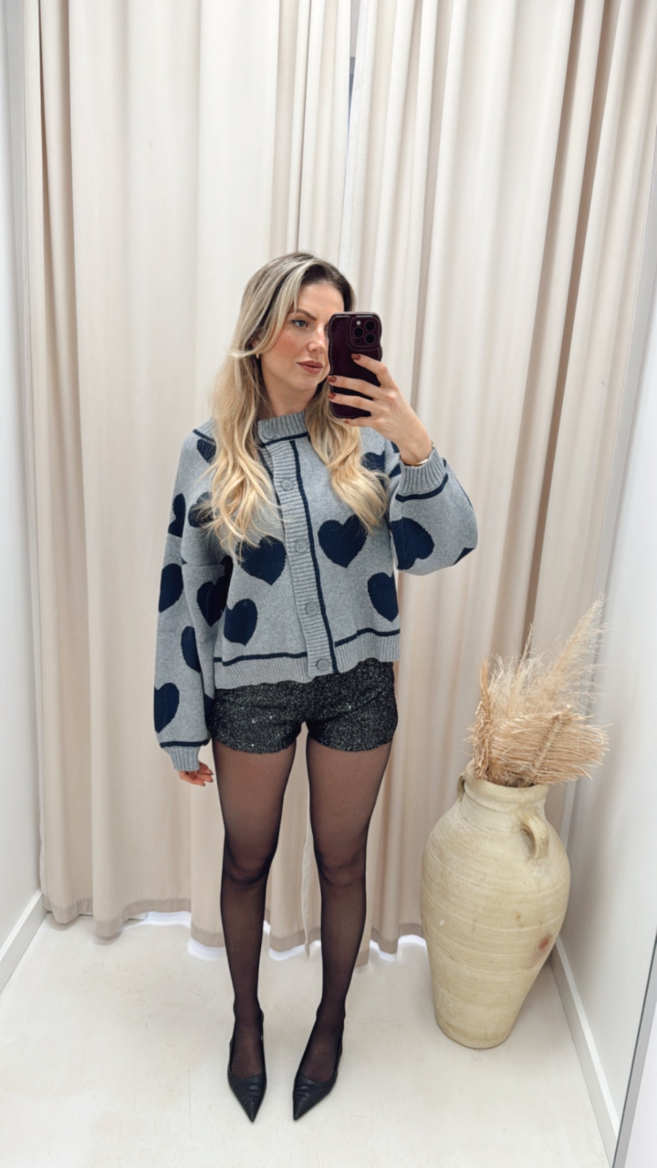 HEART CARDIGAN (NAVY & GREY)