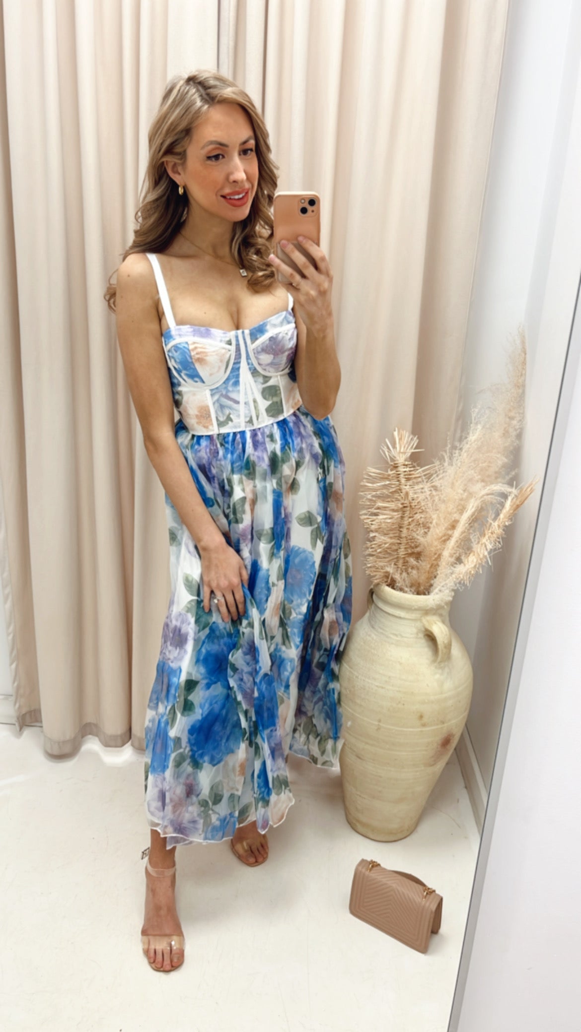 DAPHNE BUSTIER ORGANZA MIDI DRESS (FLORAL) (HOT RESTOCK)