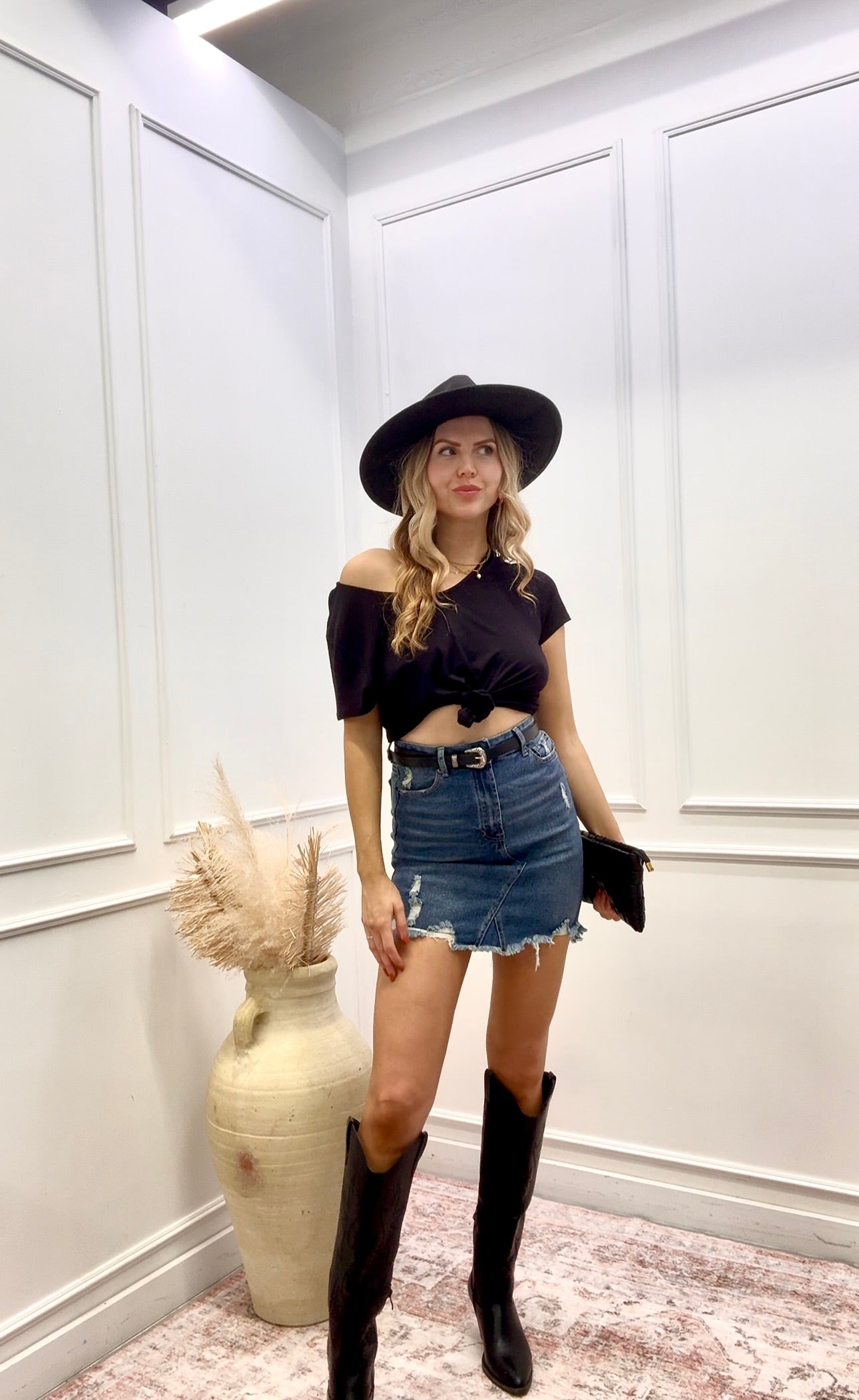 NEW DARLA HIGH RISE DENIM SKIRT