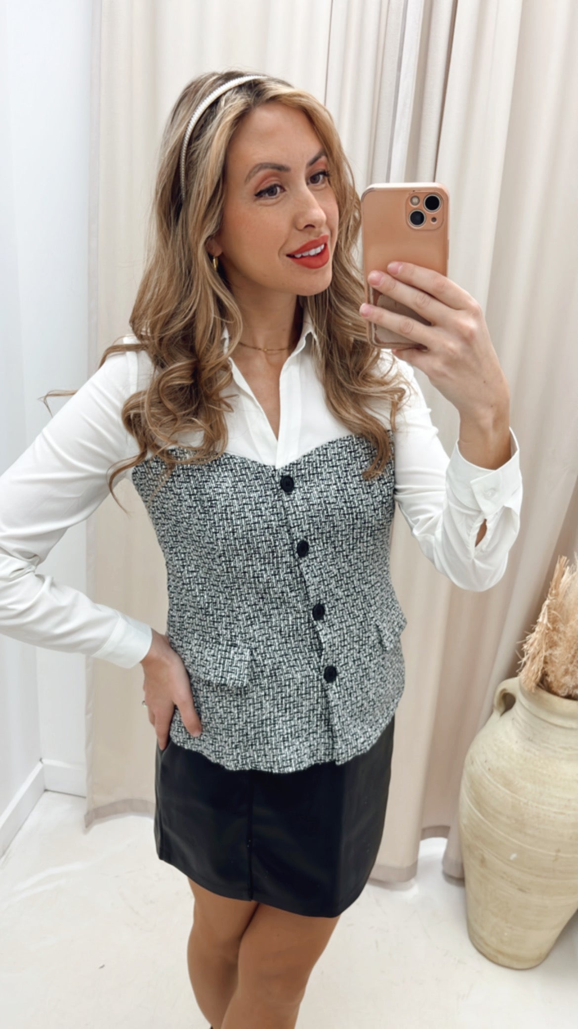 ALYSSA TWEED PUPLUM BLOUSE