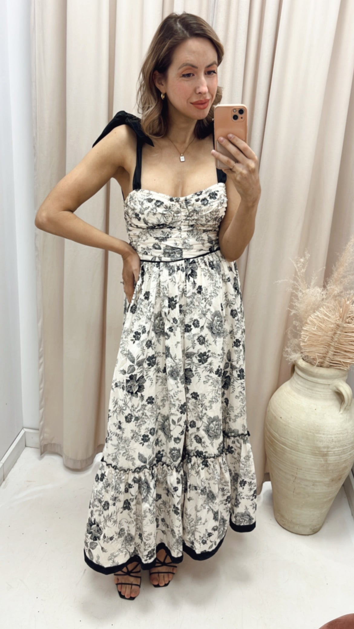 NEW DELLA FLORAL MIDI (BLACK\IVORY)
