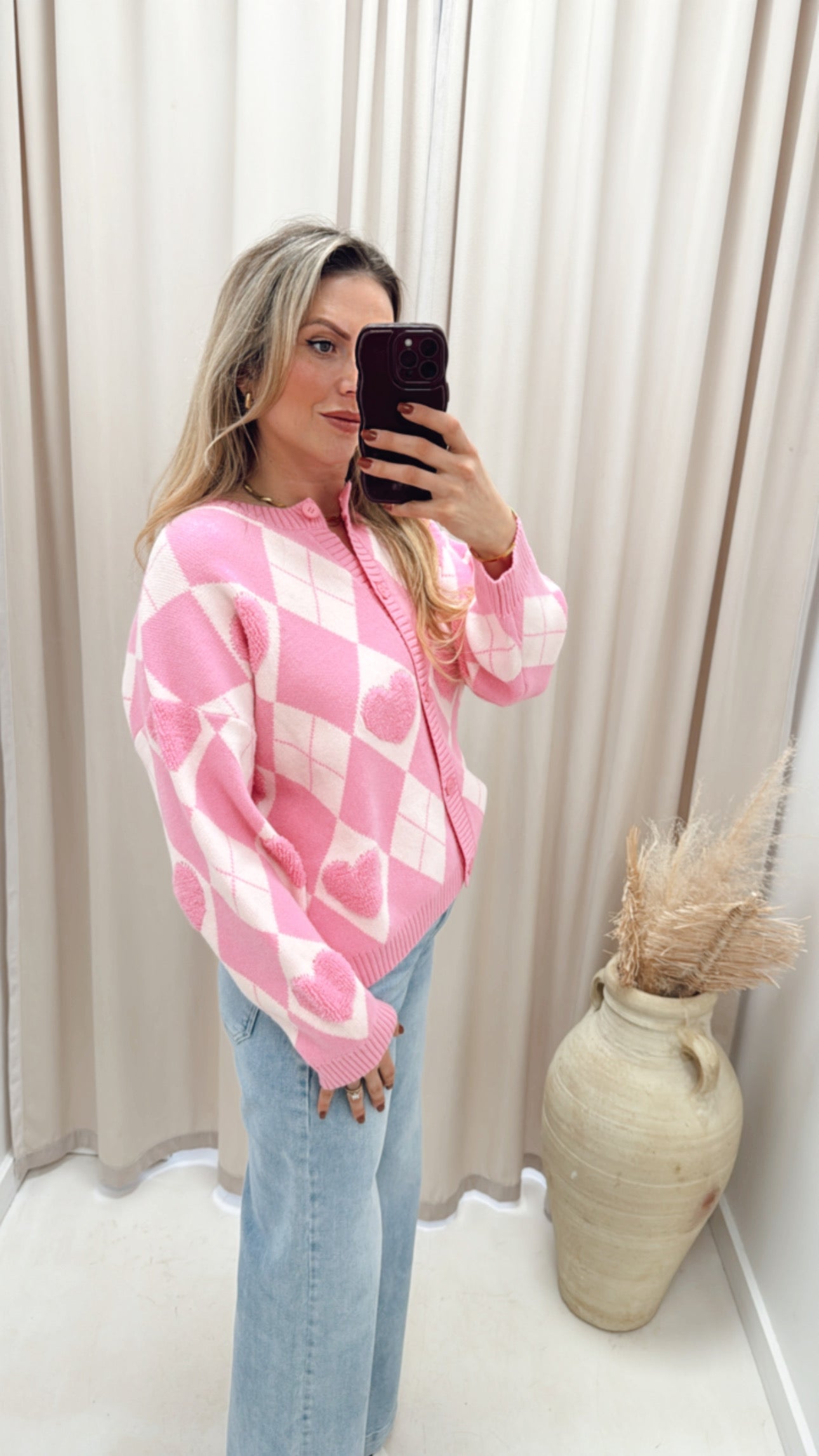 PINK HEART CARDIGAN (PINK)