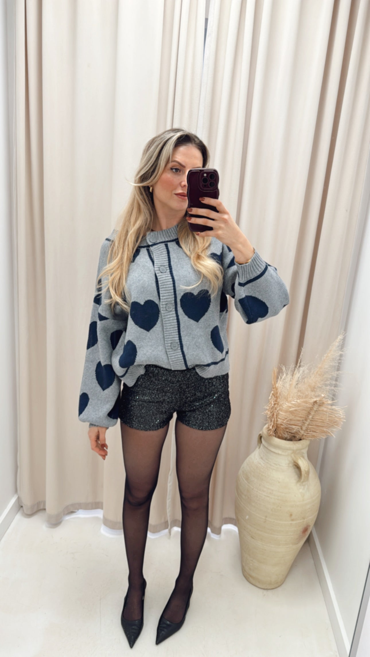 HEART CARDIGAN (NAVY & GREY)