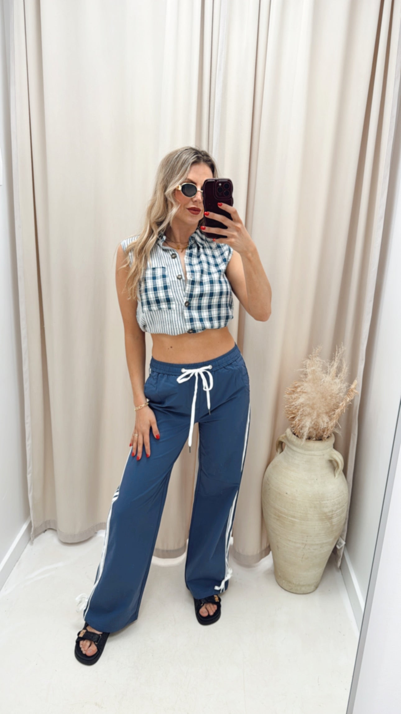 NEW CYRUS WIDE LEG TRACK PANT (BLUE)