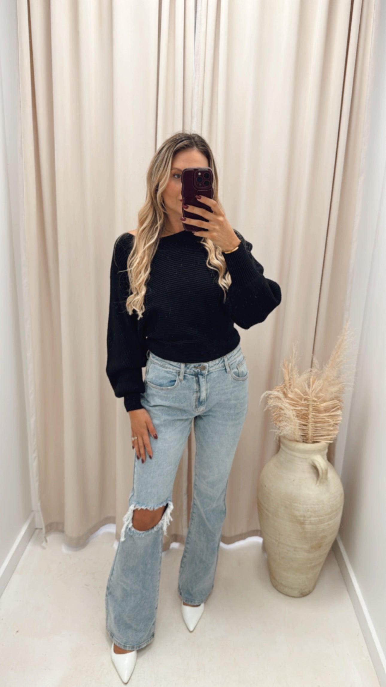 ARLA RIBBED SWEATER (BLACK)