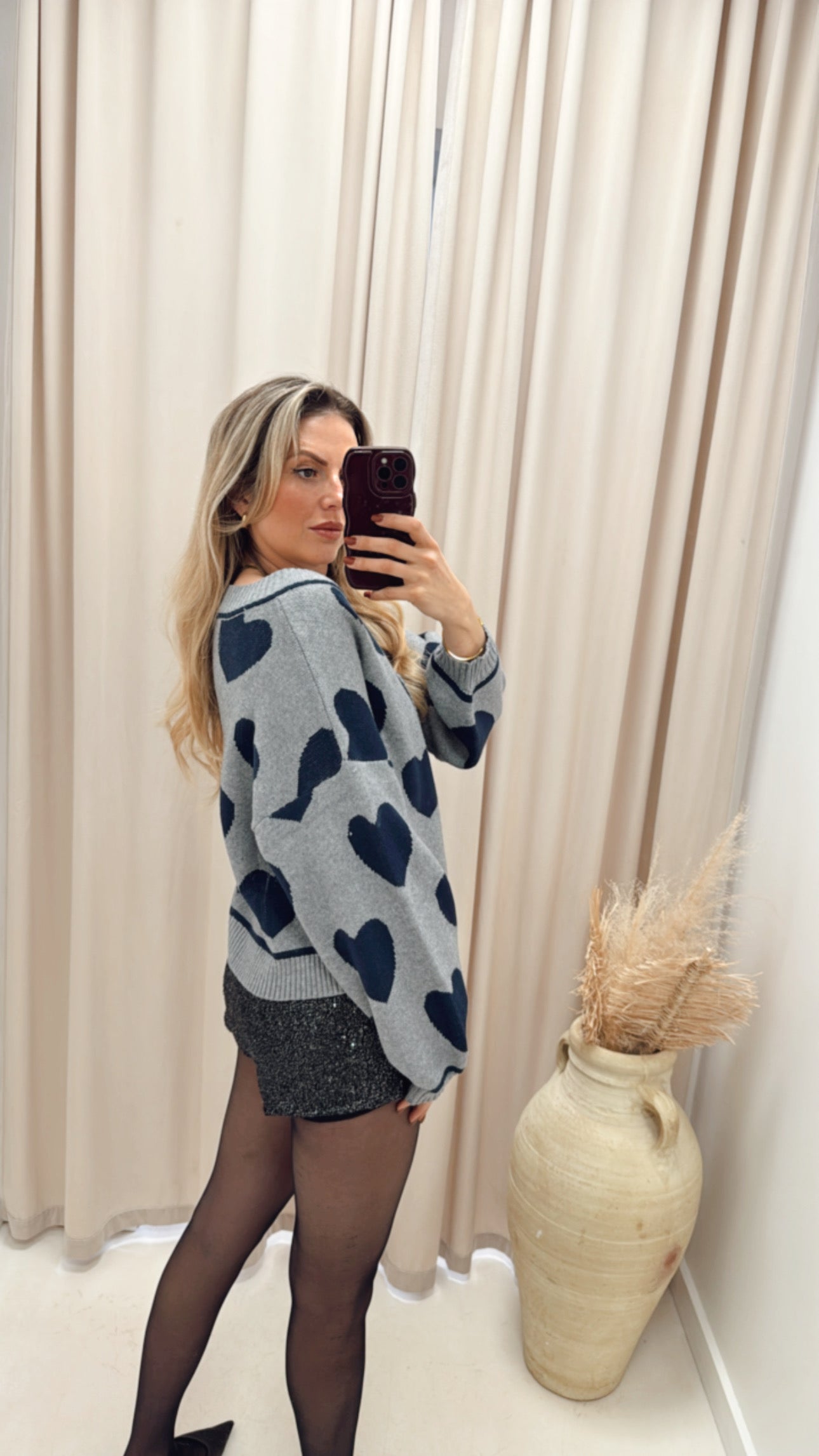 HEART CARDIGAN (NAVY & GREY)