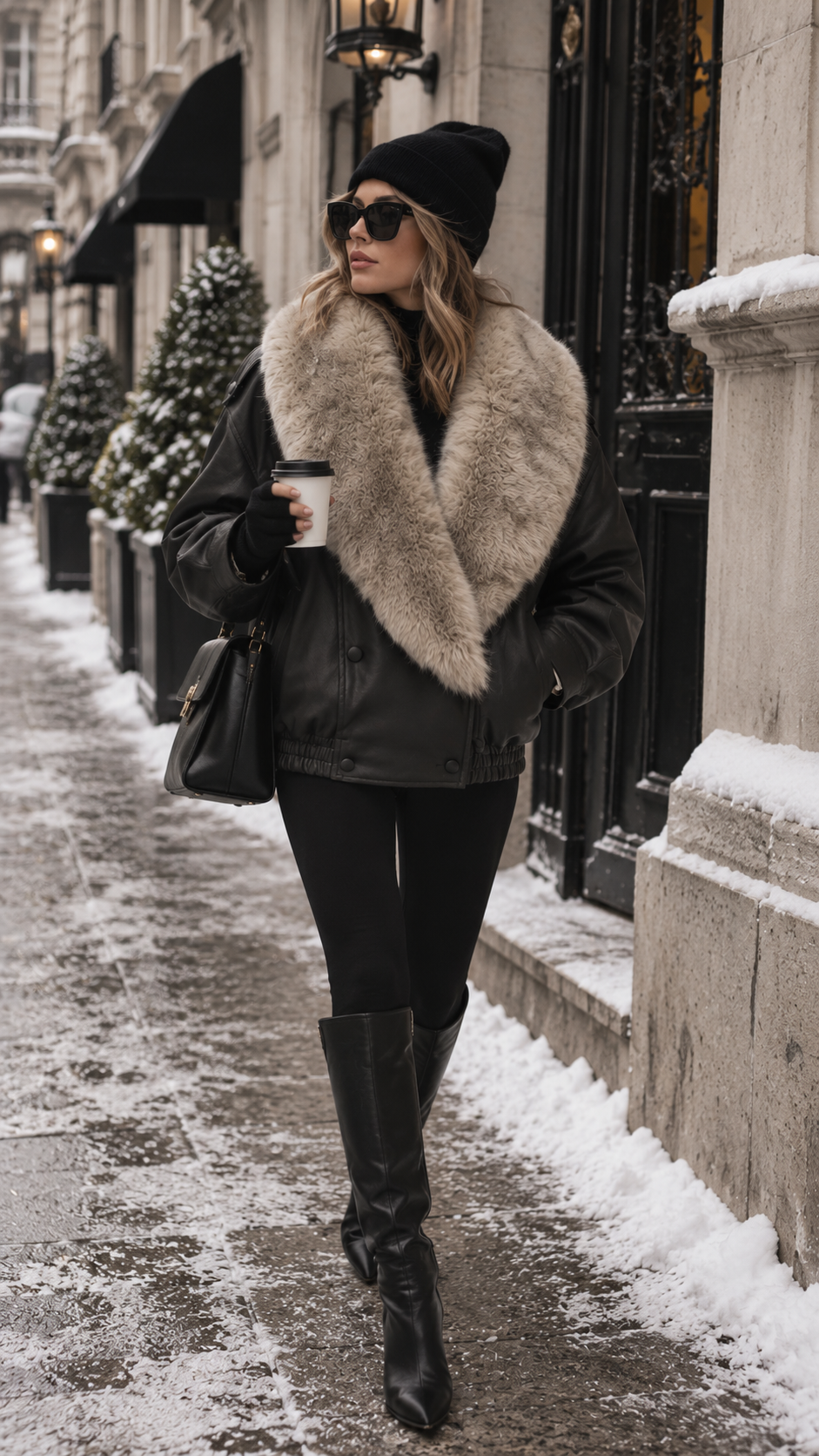 KIM MIX FAUX LEATHER FUR JACKET| COFFEE (ONLY) – VELENZIA