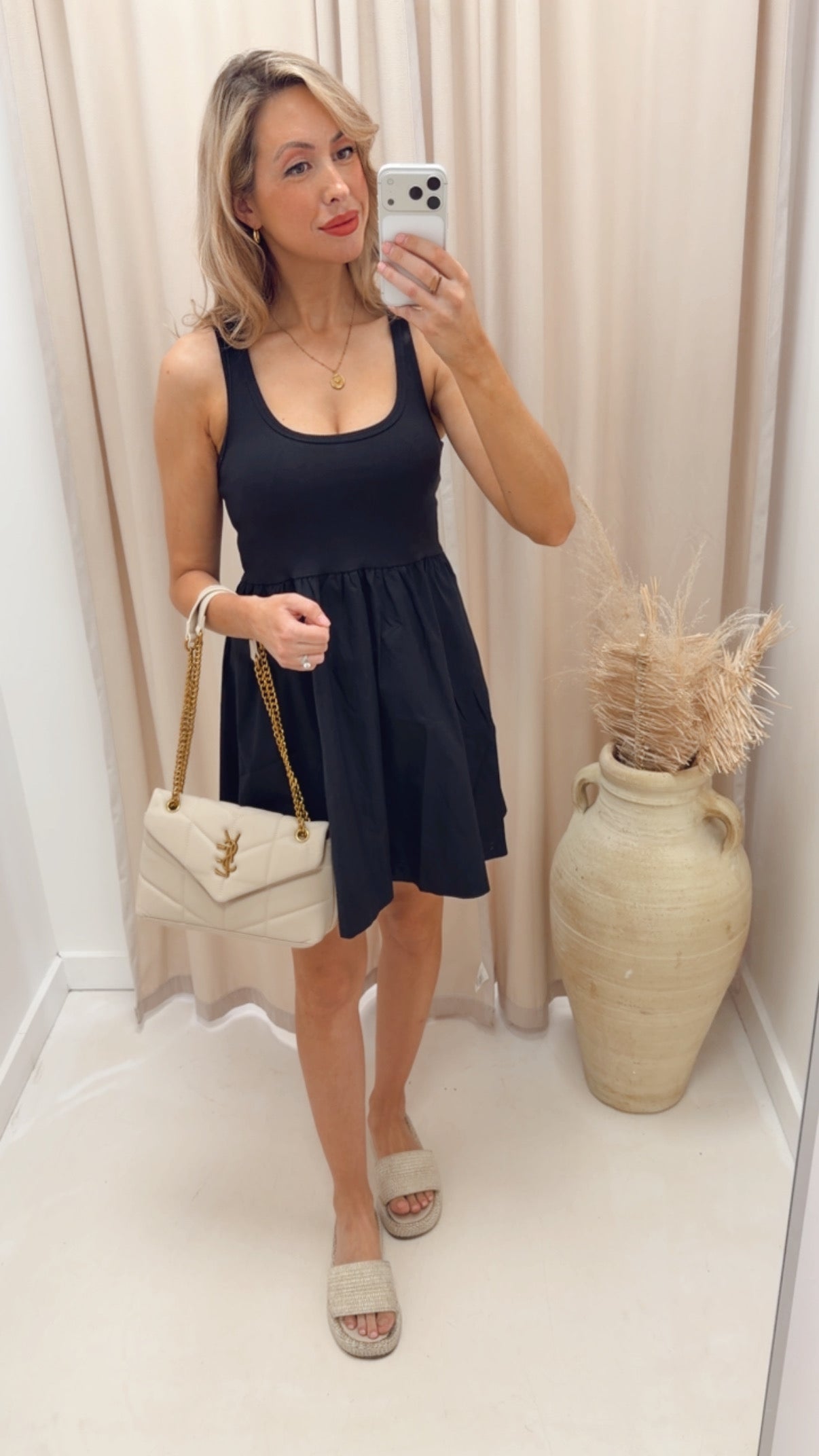 COMBINED KNIT & WOVEN DRESS WITH POCKET