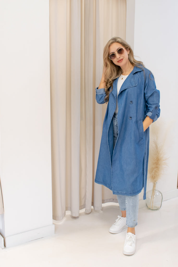 NEW GALE DENIM TRENCH COAT (LIGHT)