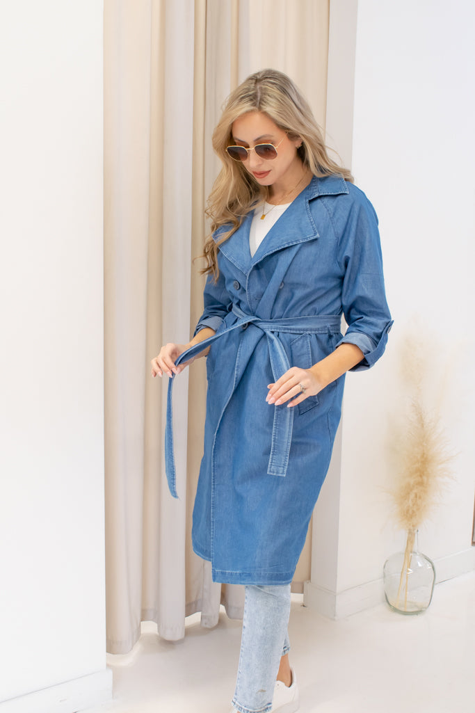 NEW GALE DENIM TRENCH COAT (LIGHT)