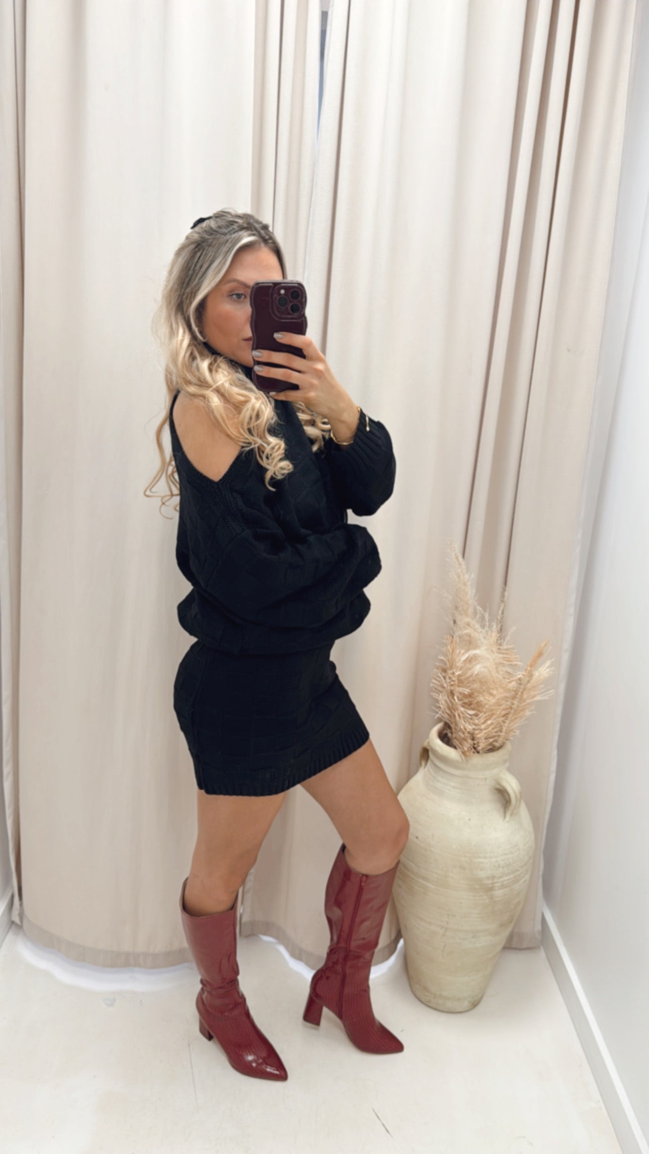 SYLVIA RED CROC KNEE HIGH BOOT