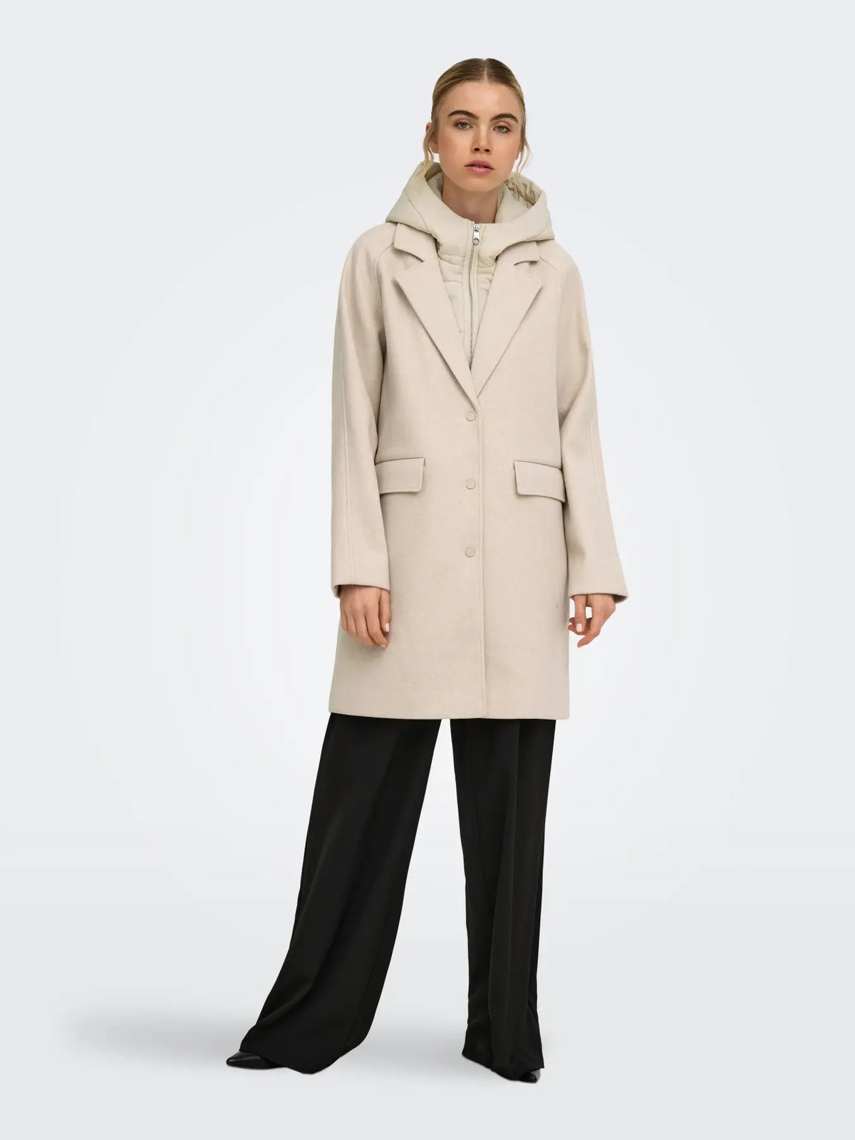 BLOOM HOOD COAT (IVORY) | ONLY