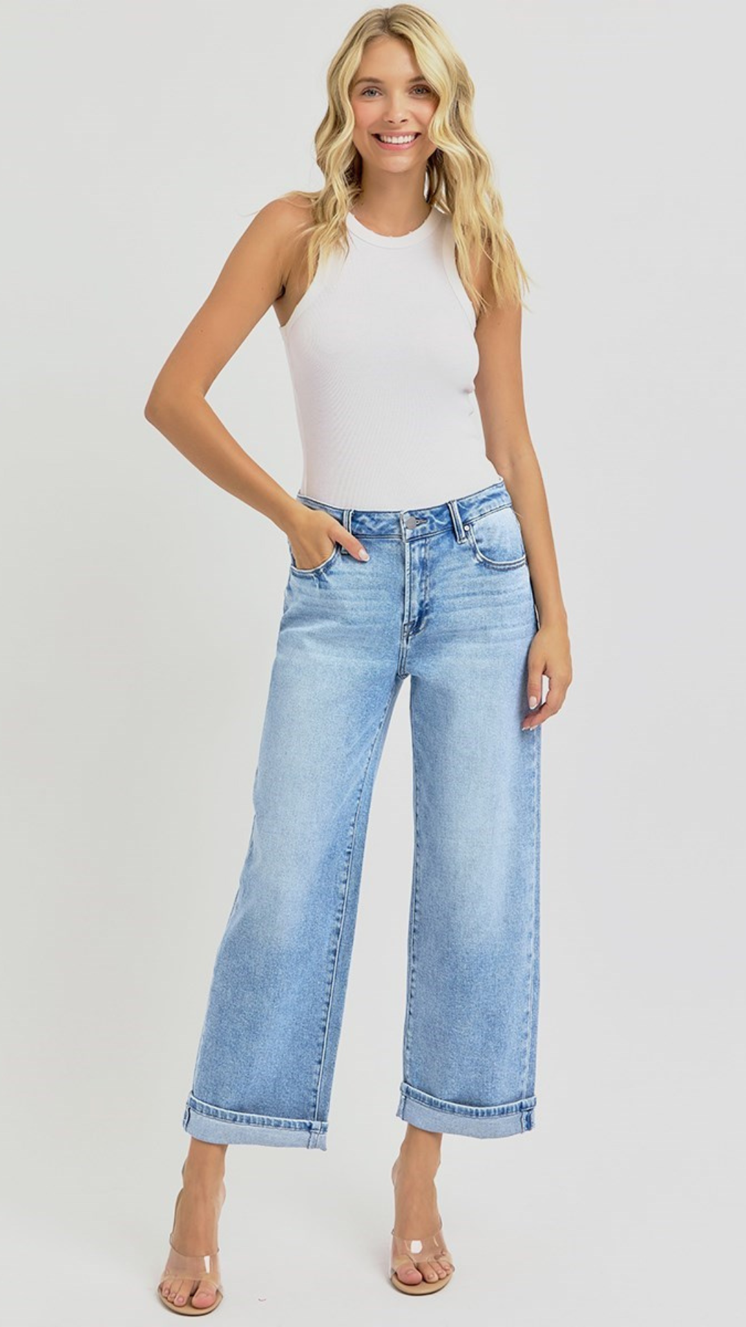 REMI HIGH RISE ANKLE BOYFRIEND TURN UP CUFFED JEANS