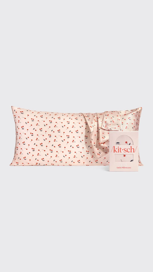 SATIN  KING PILLOWCASE CHERRY | KITSCH