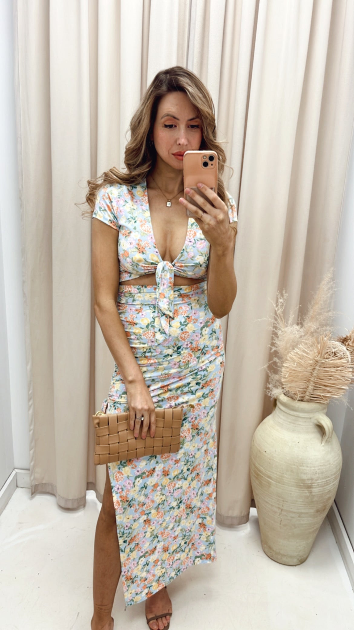 NEW DARLA TWO PIECE SKIRT SET (BLUE FLORAL)