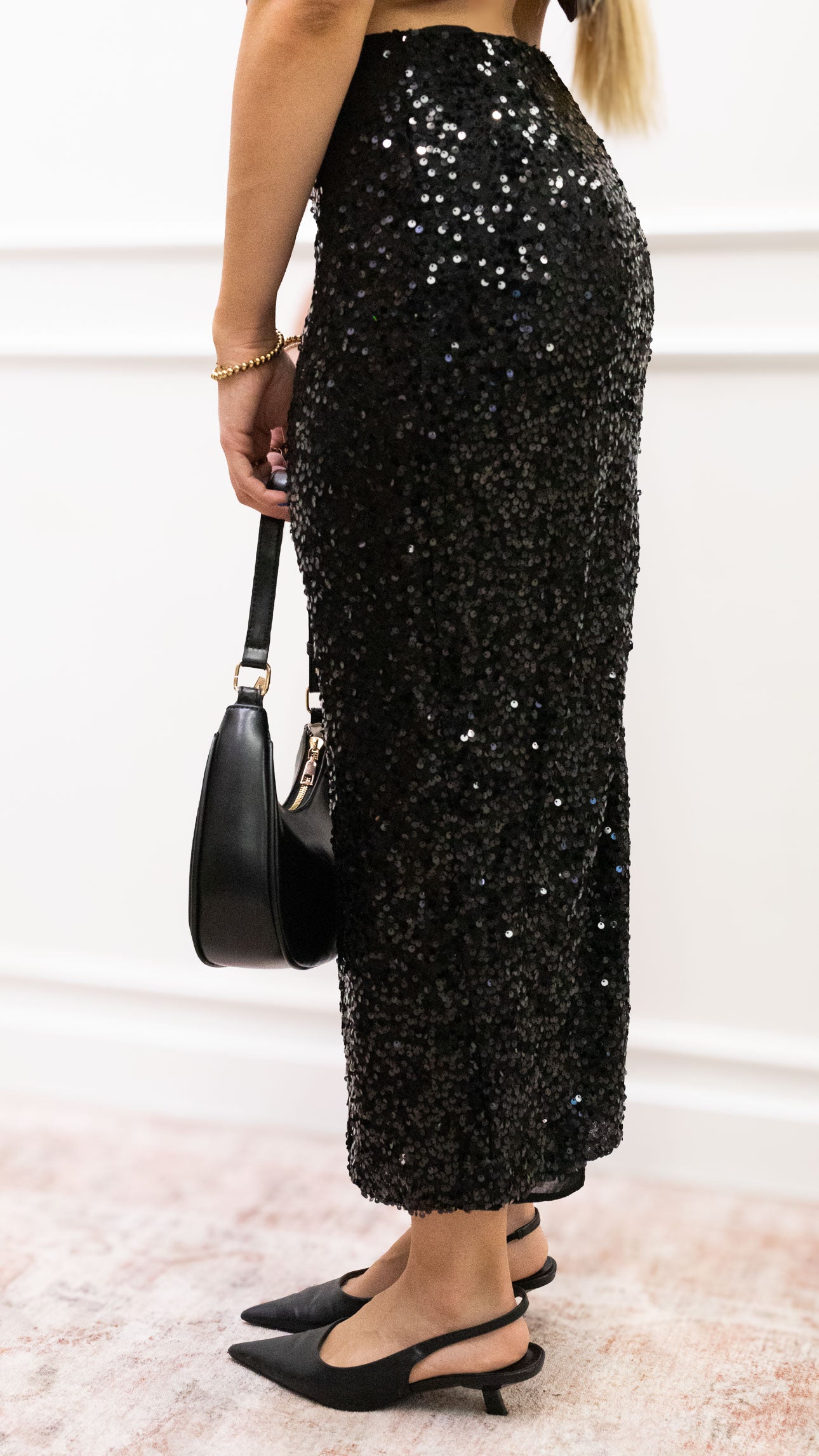 MAXINE SEQUIN MAXI SKIRT | BLACK