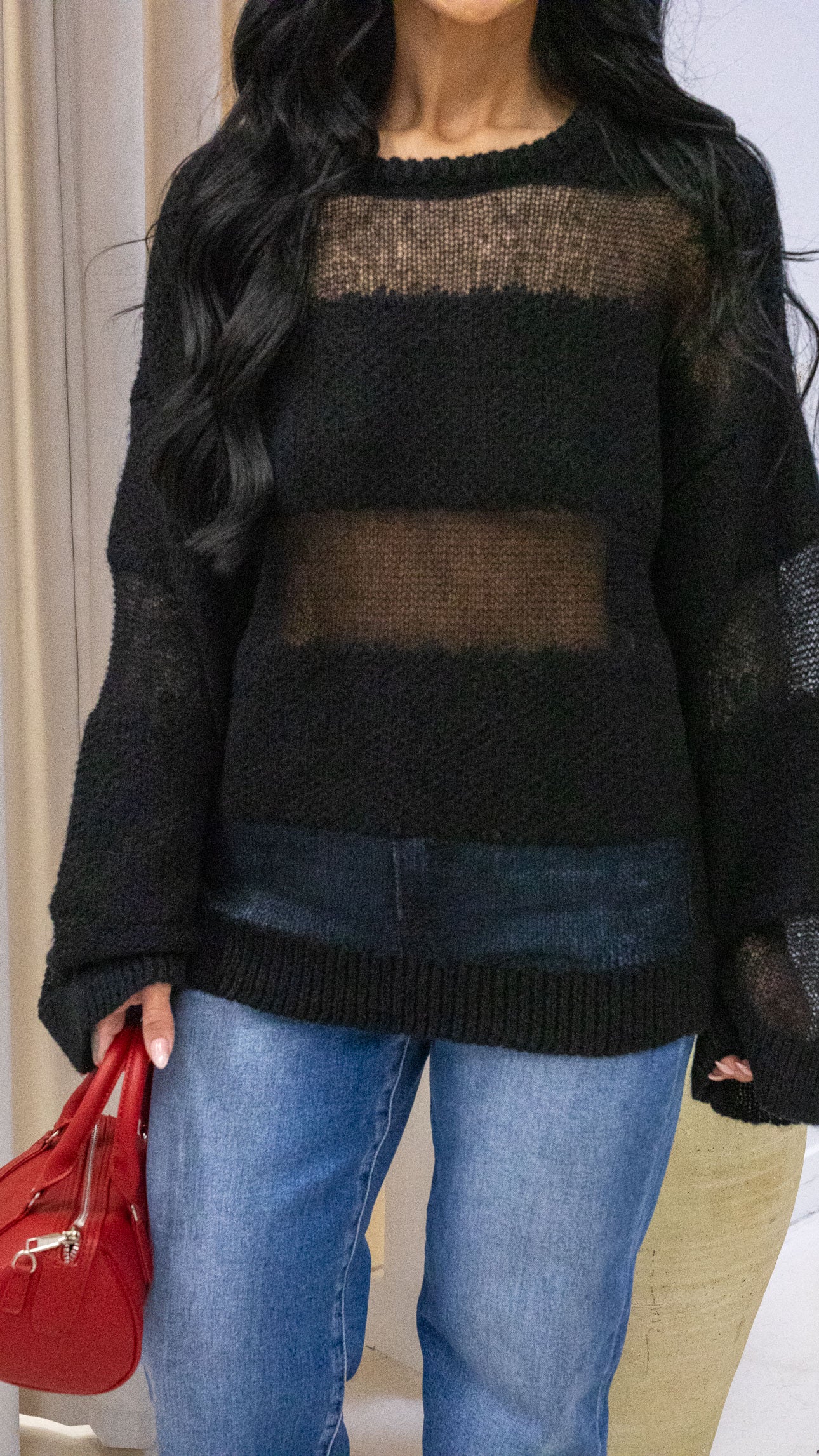 SELVI MESH KNIT SWEATER (ONLY)