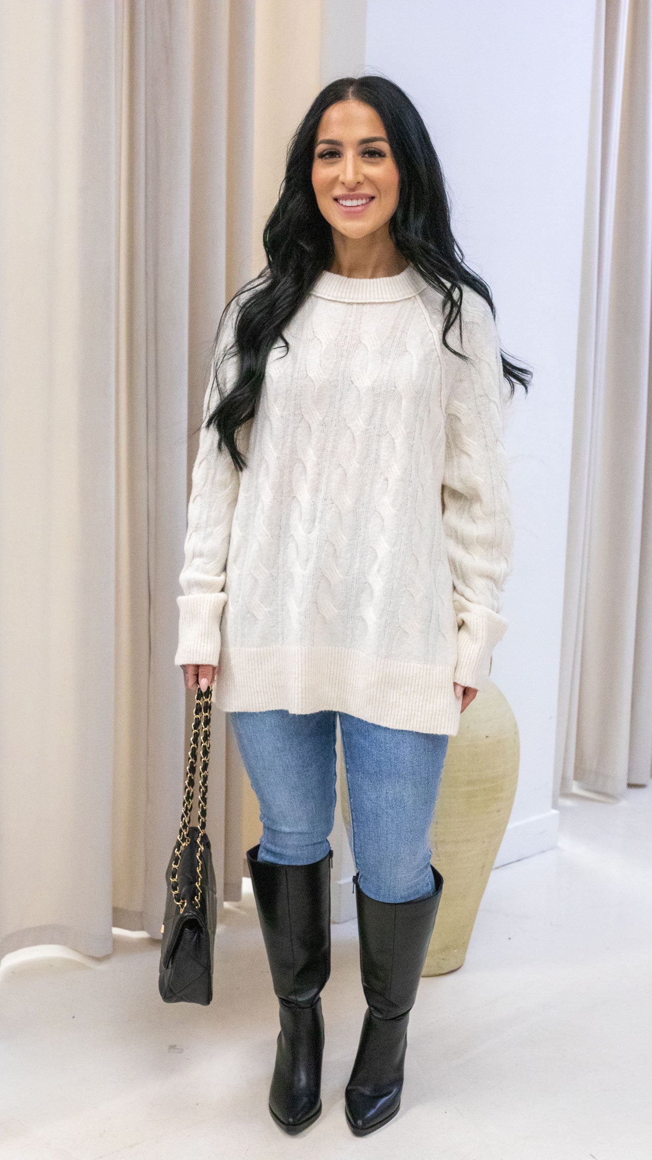 IZABELLA CLASIC CABLE KNIT SWEATER (IVORY)