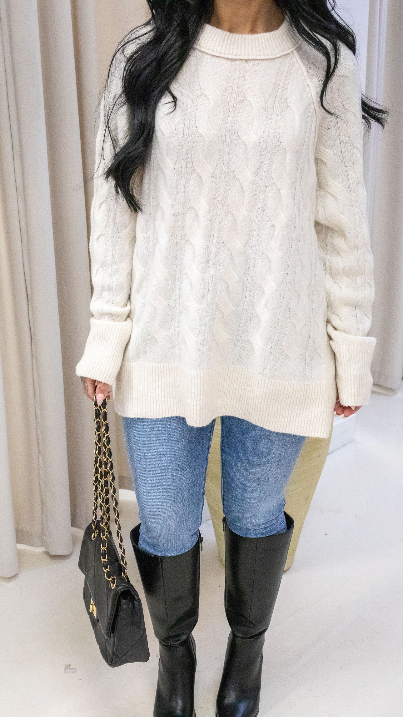 IZABELLA CLASIC CABLE KNIT SWEATER (IVORY)