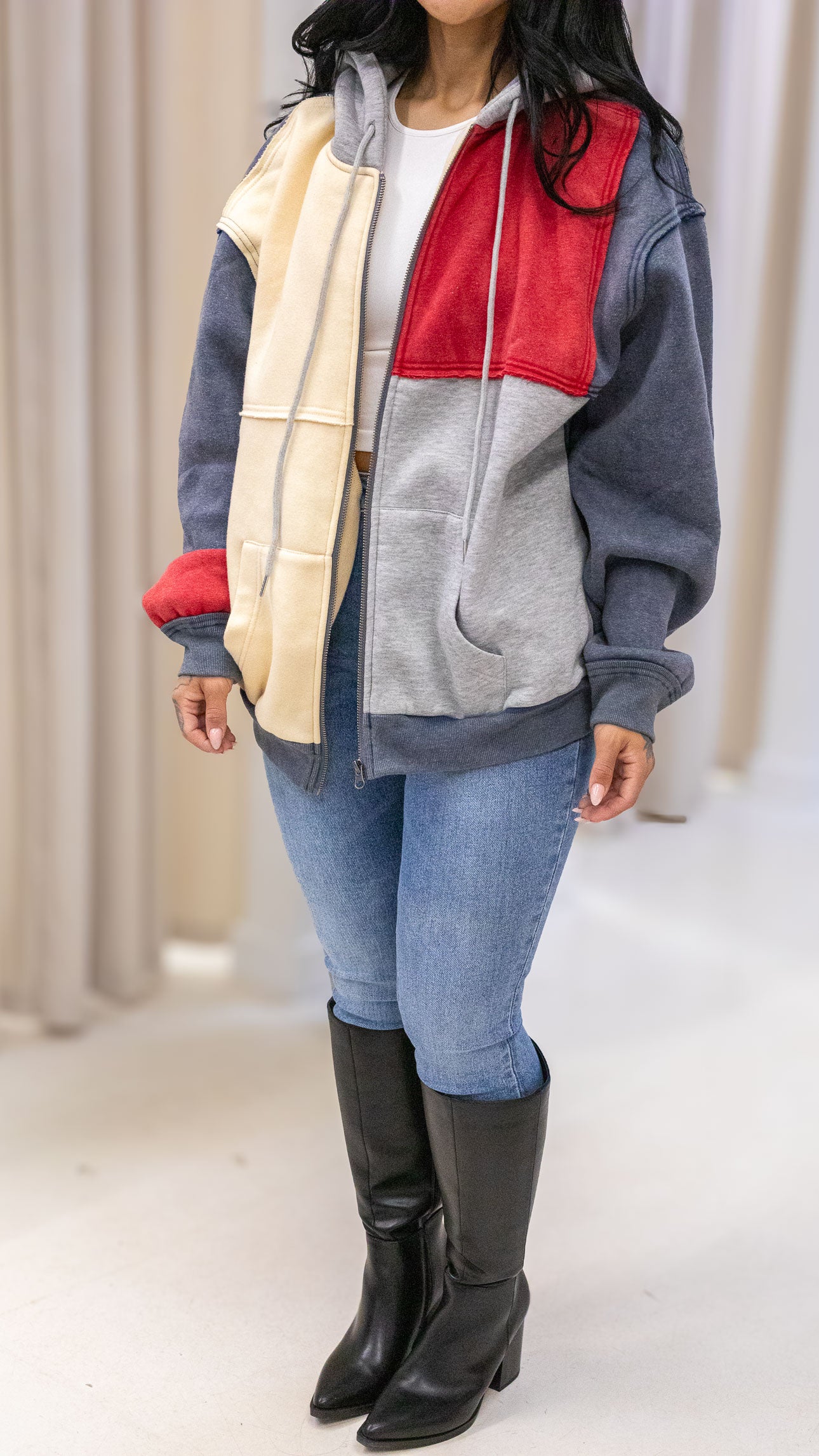 RILEY COLOUR BLOCK ZIP UP SWEATSHIRT