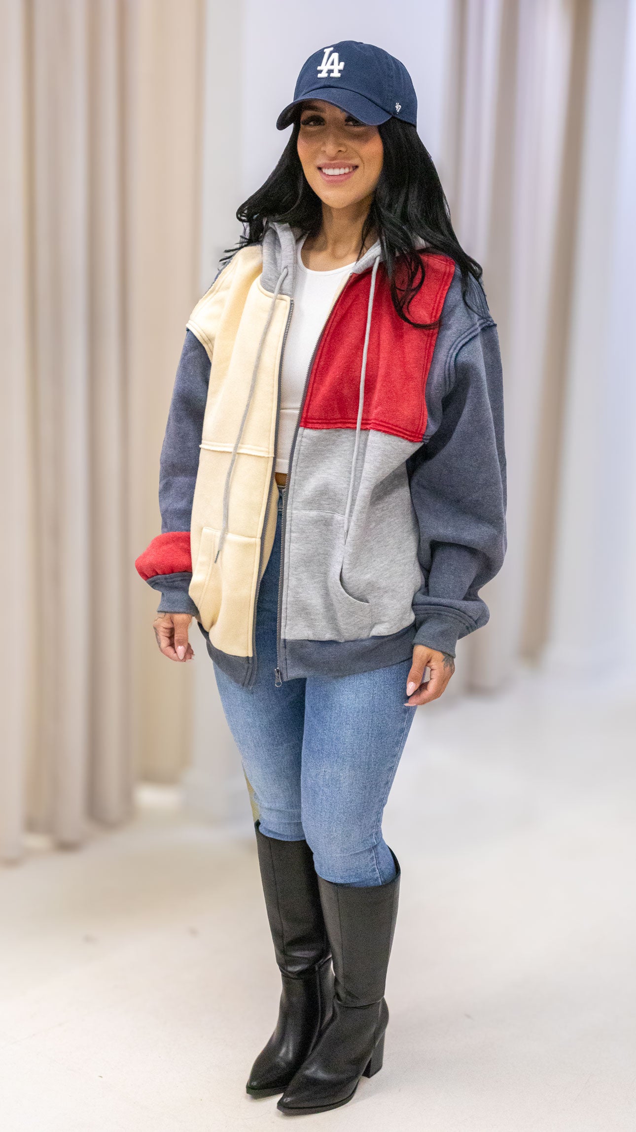 RILEY COLOUR BLOCK ZIP UP SWEATSHIRT