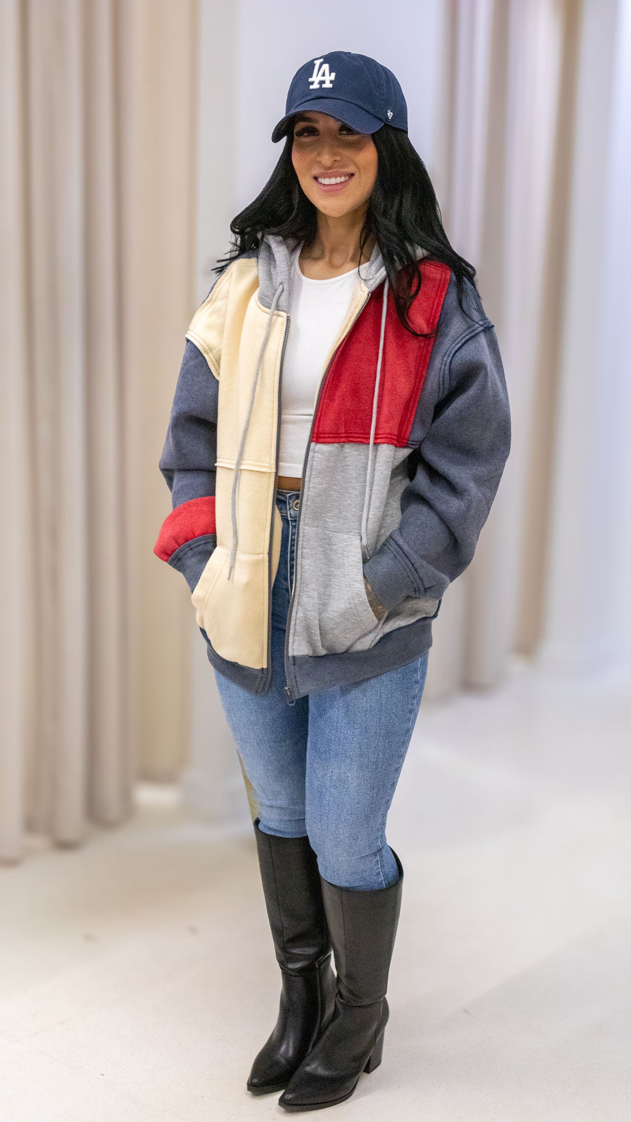 RILEY COLOUR BLOCK ZIP UP SWEATSHIRT