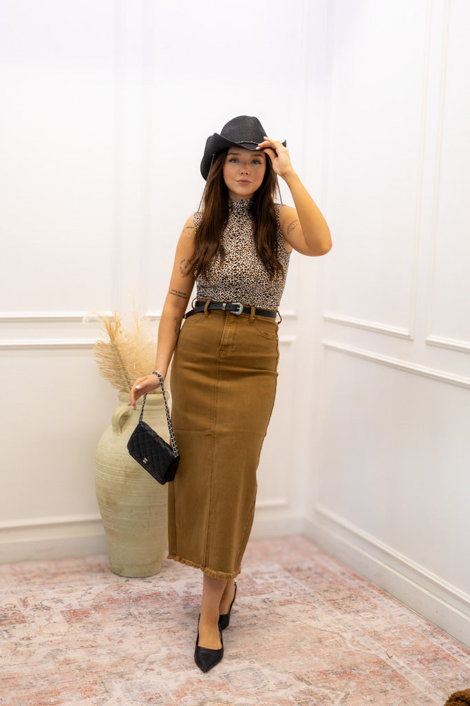 NEW AVA HIGHRISE MAXI SKIRT (TAUPE)