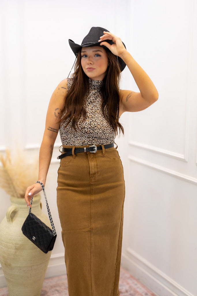 NEW AVA HIGHRISE MAXI SKIRT (TAUPE)