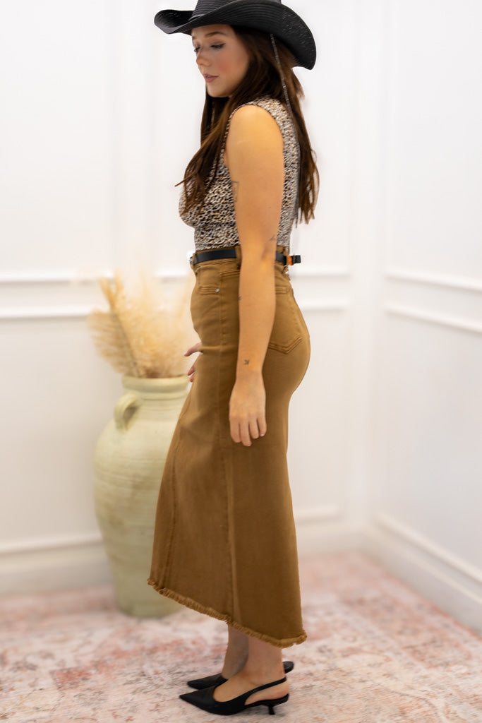 NEW AVA HIGHRISE MAXI SKIRT (TAUPE)