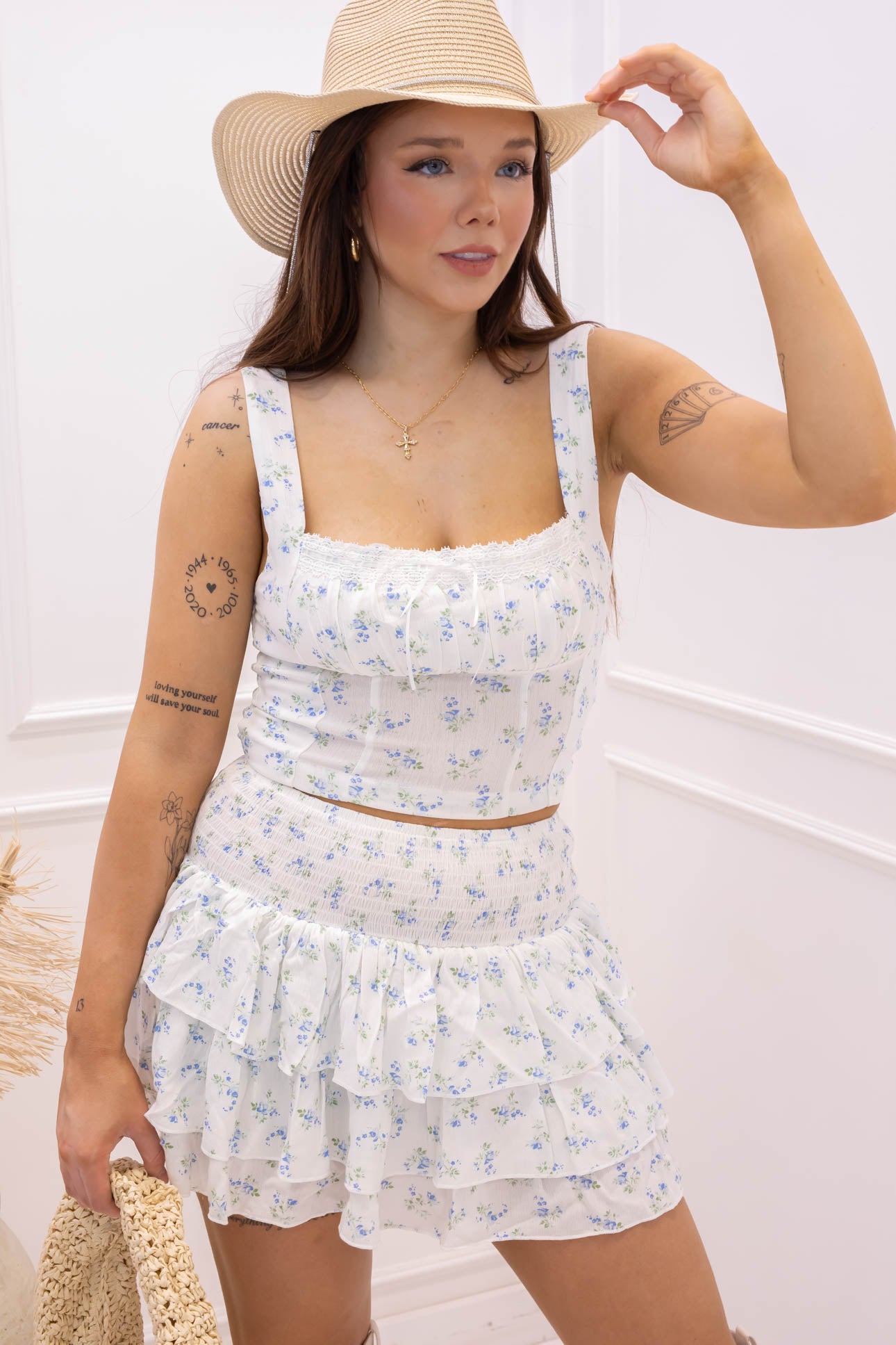 NEW BELLA TWO PIECE SKIRT SET (FLORAL)